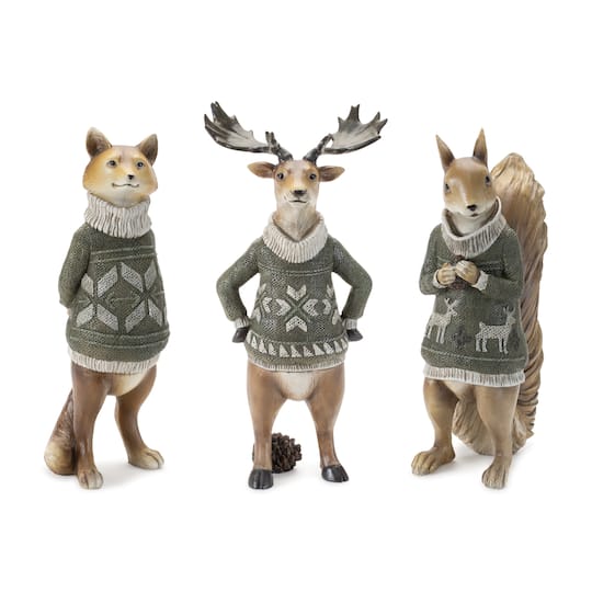 Winter Animals with Sweater Figurine Set